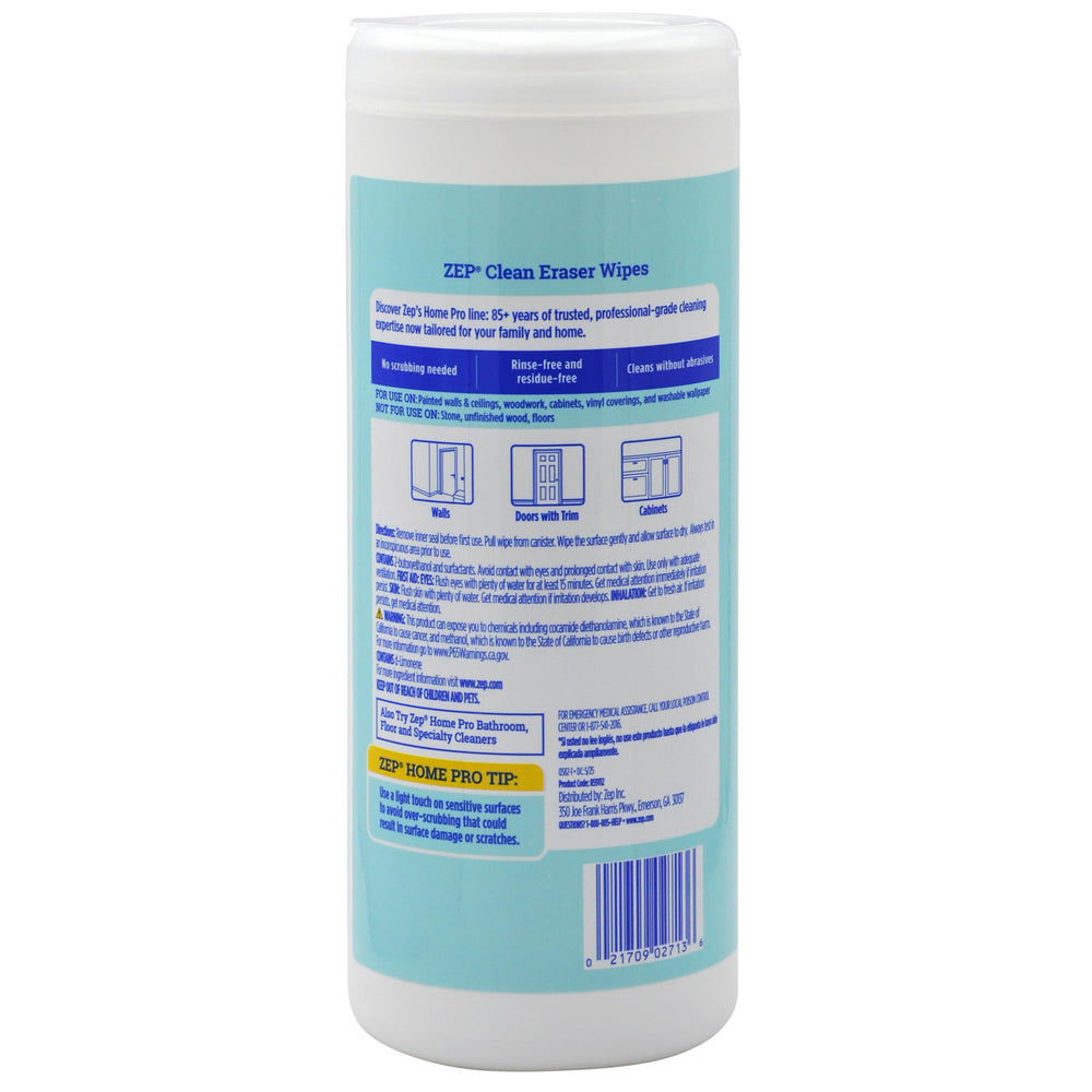 Zep Home Pro Clean Eraser Wipes pack side showing portable cleaning kit