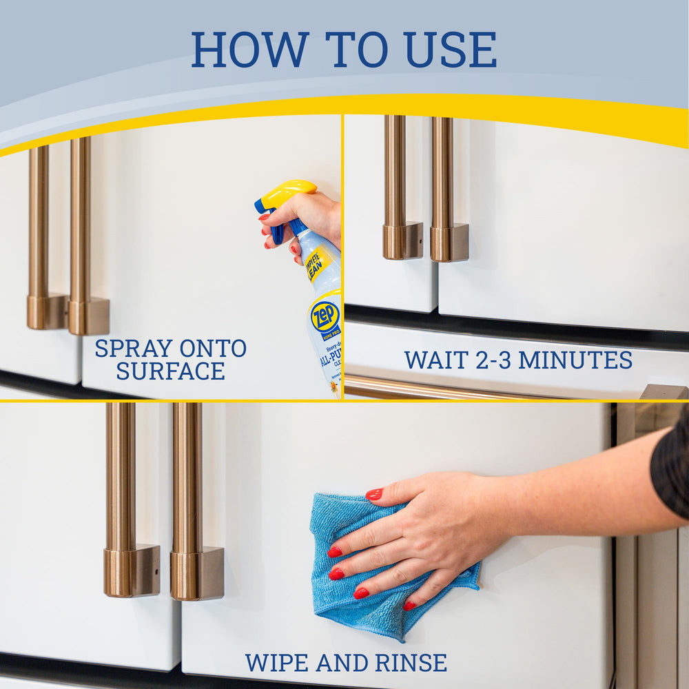 Zep Home Pro cleaner appliance-surface shot emphasizes safe daily use on appliances.
