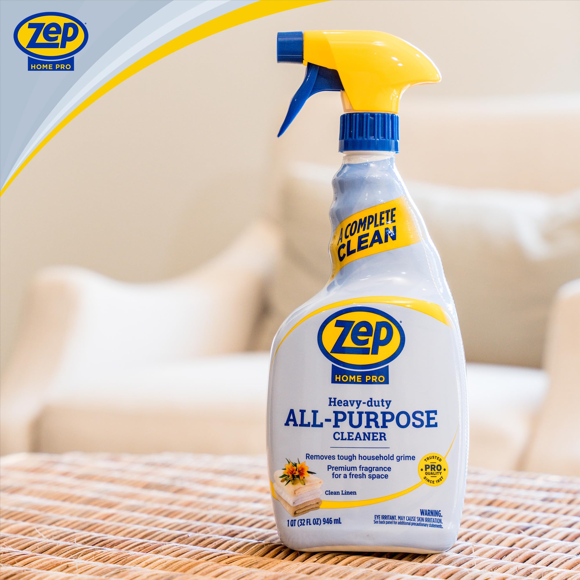 Zep Home Pro cleaner stainless-steel-finish close-up shows glossy, streak-free results.