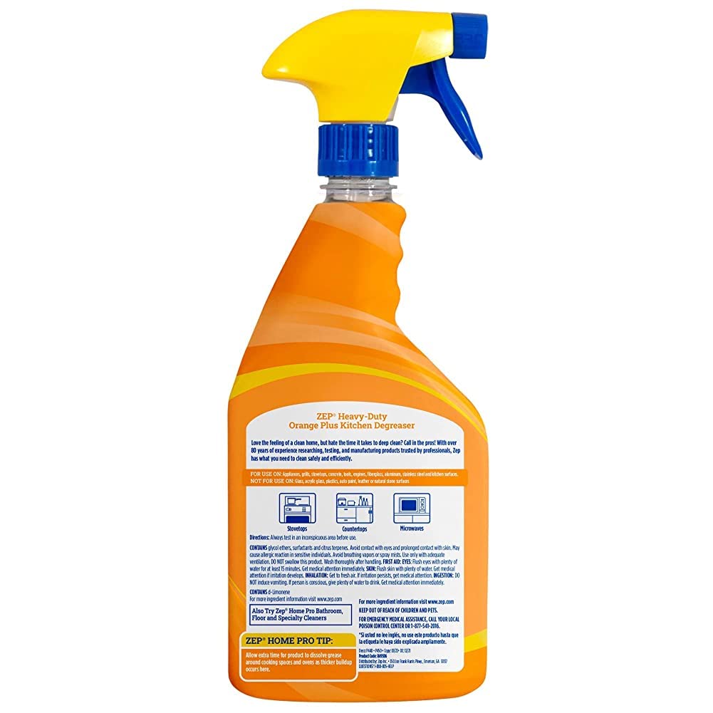 Zep Home Pro Orange Plus spray bottle for quick kitchen grease cleanup