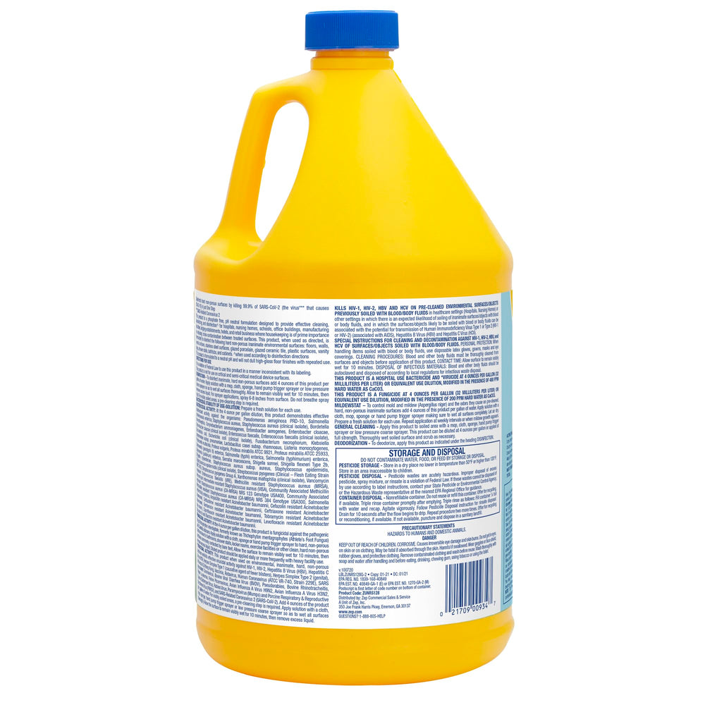 Zep No-Rinse Floor Disinfectant spray on hard floors for fast deodorizing and sanitation.