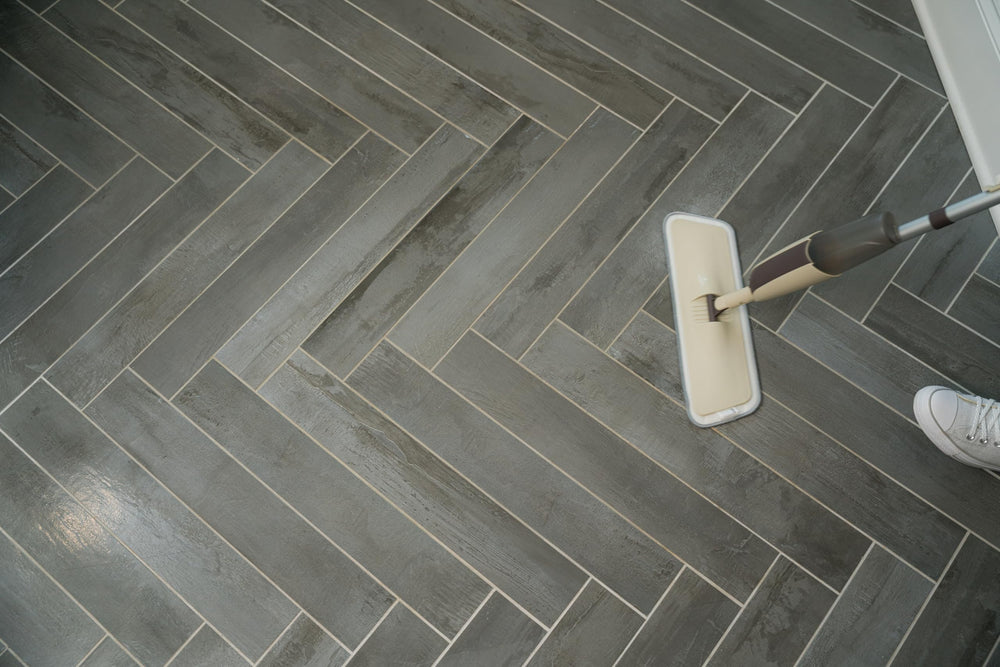 Tile backsplash scene demonstrates versatile cleaning in kitchen and bath