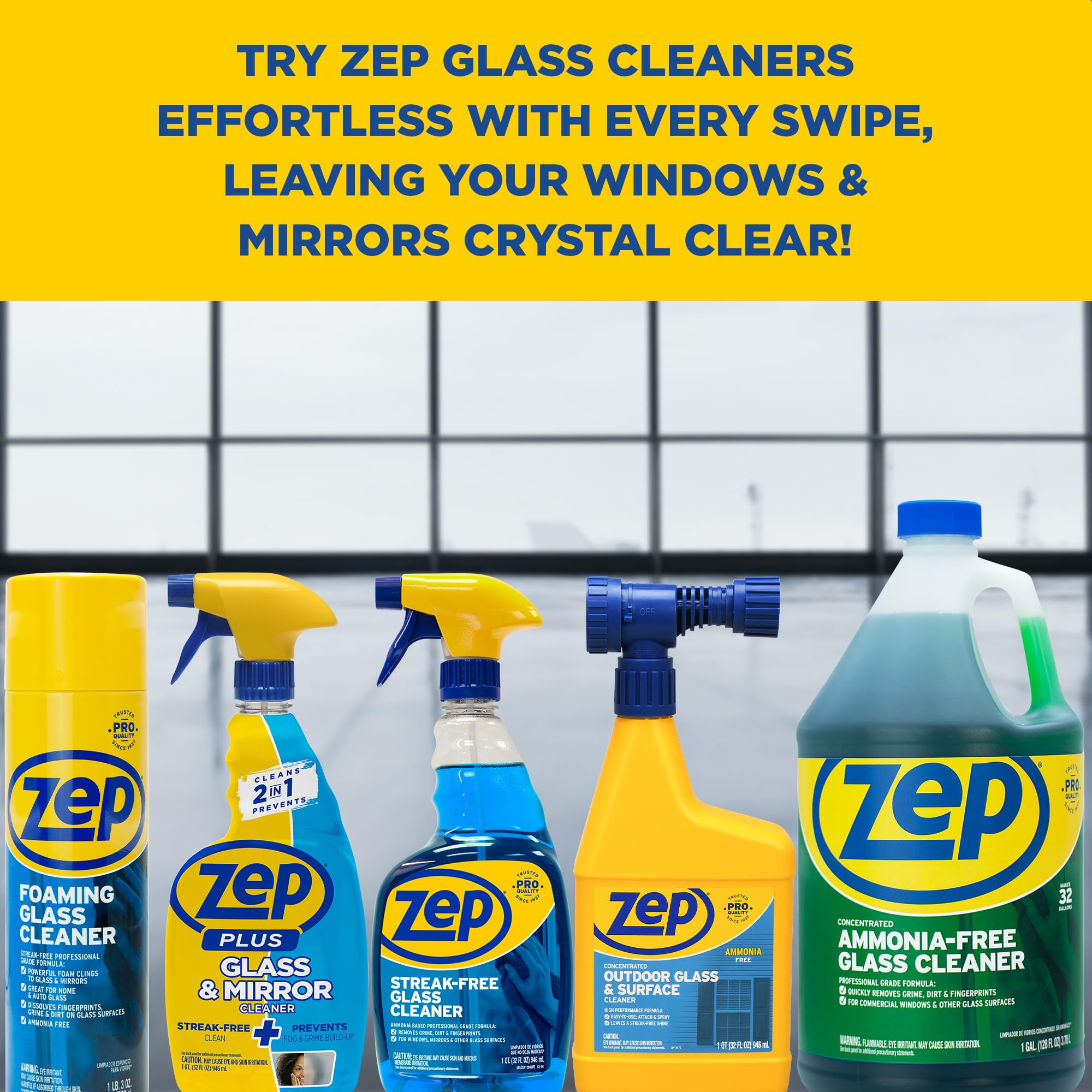 Car windshields and mirrors clear with Zep Streak-Free Glass Cleaner