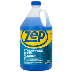 Label close-up of Zep Streak-Free Glass Cleaner showing its professional strength