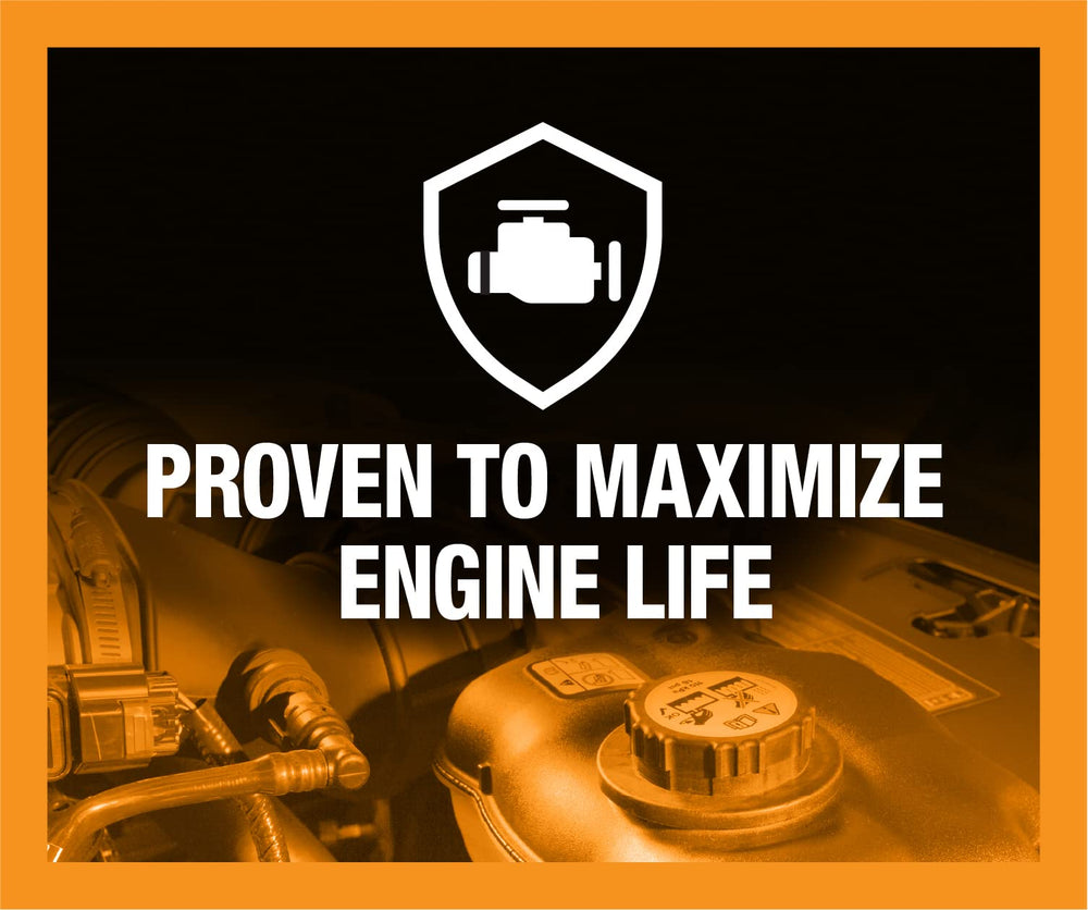 Zerex American Vehicle pour-spout with 50/50 label demonstrates convenient top-offs.