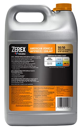 Zerex American Vehicle orange-formula label highlights OEM-approved coolant for modern engines.