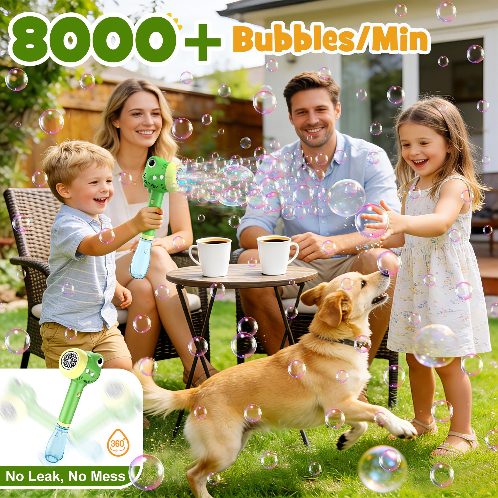 Zerhunt automatic bubble maker with eight wands creates abundant bubbles