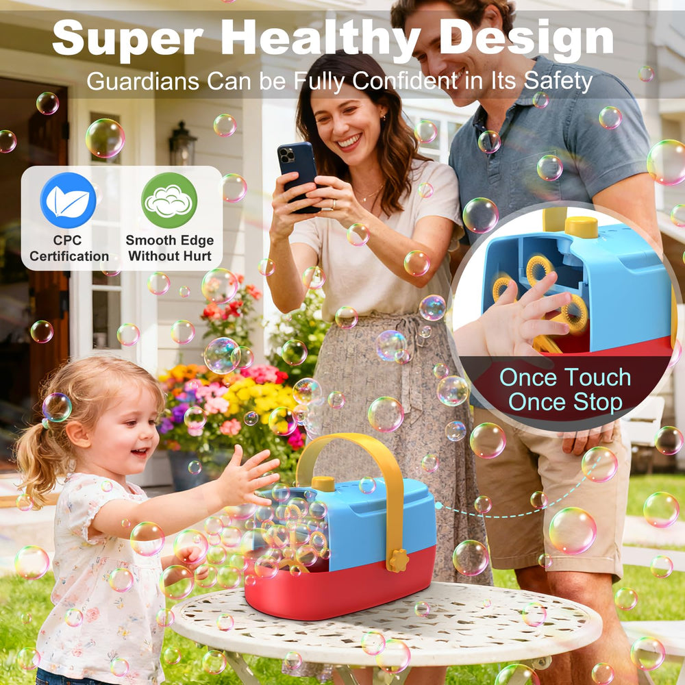 Zerhunt Bubble Machine kid-friendly setup highlighting family fun and pets.