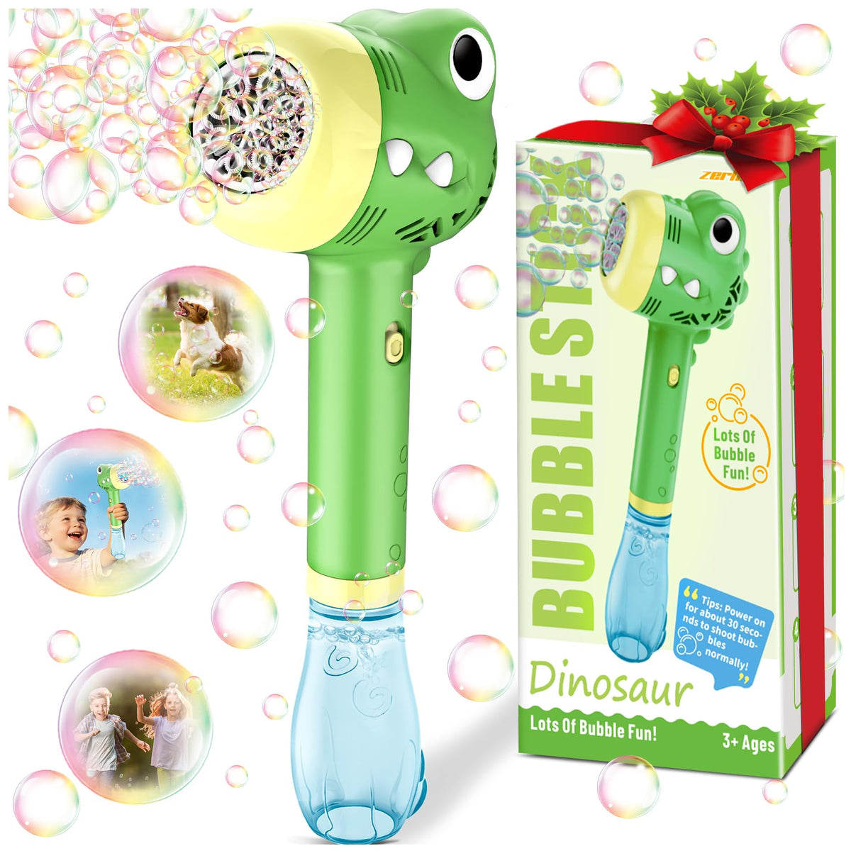 Zerhunt dinosaur bubble wand outdoors fueling kids' playtime with colorful bubbles