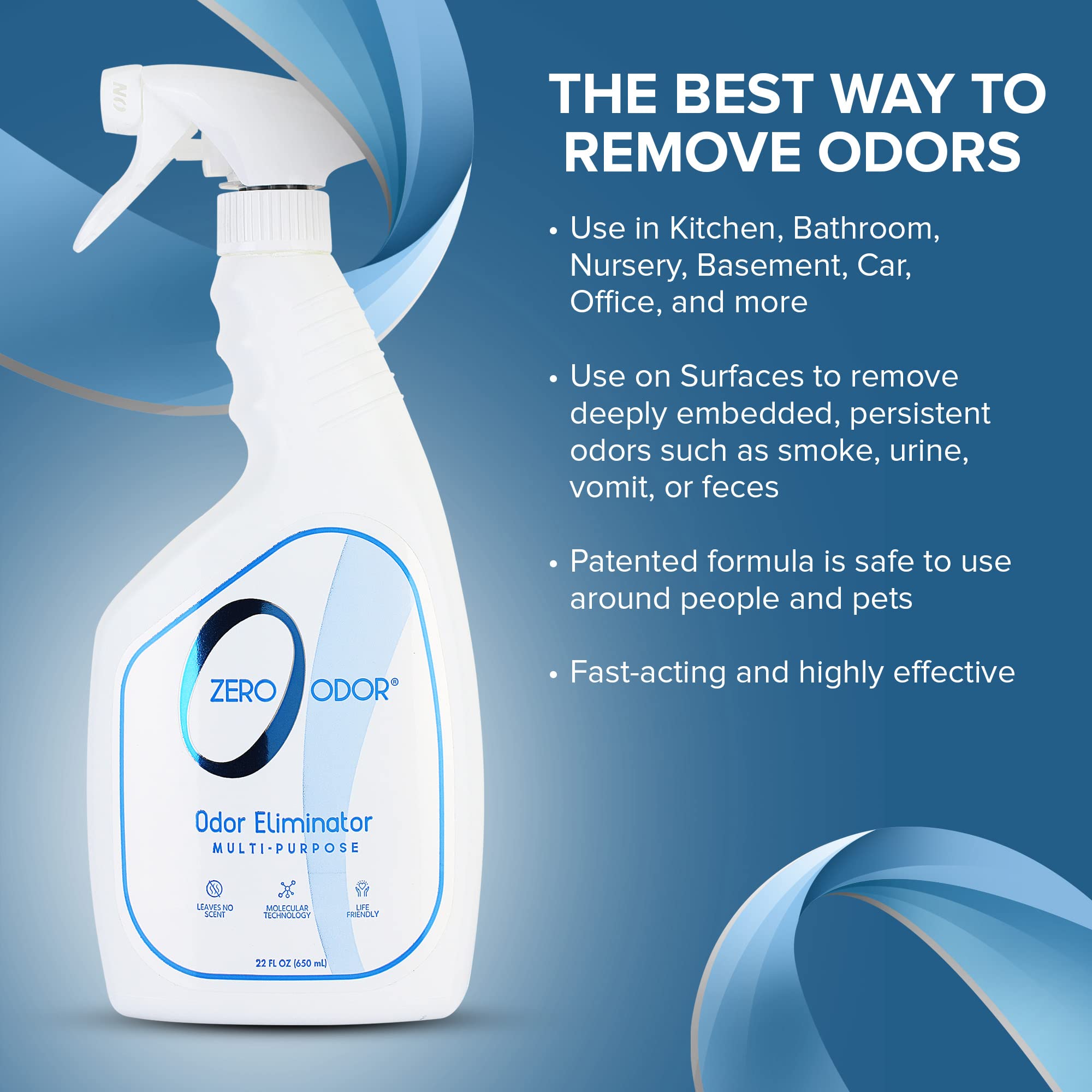 Zero Odor air spray used in a kitchen to reduce lingering smells.