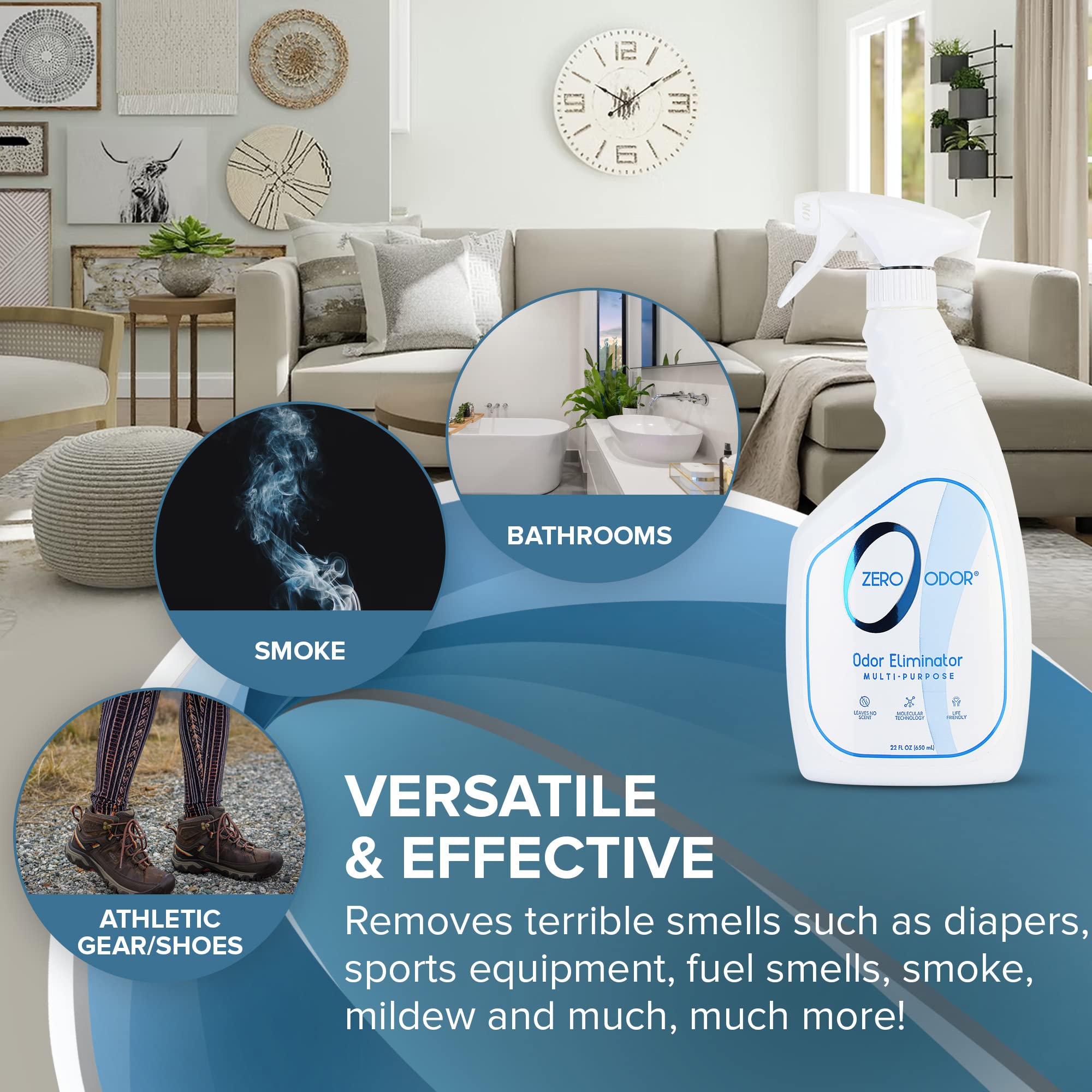 Zero Odor applied to kitchen surfaces targeting cooking odors.