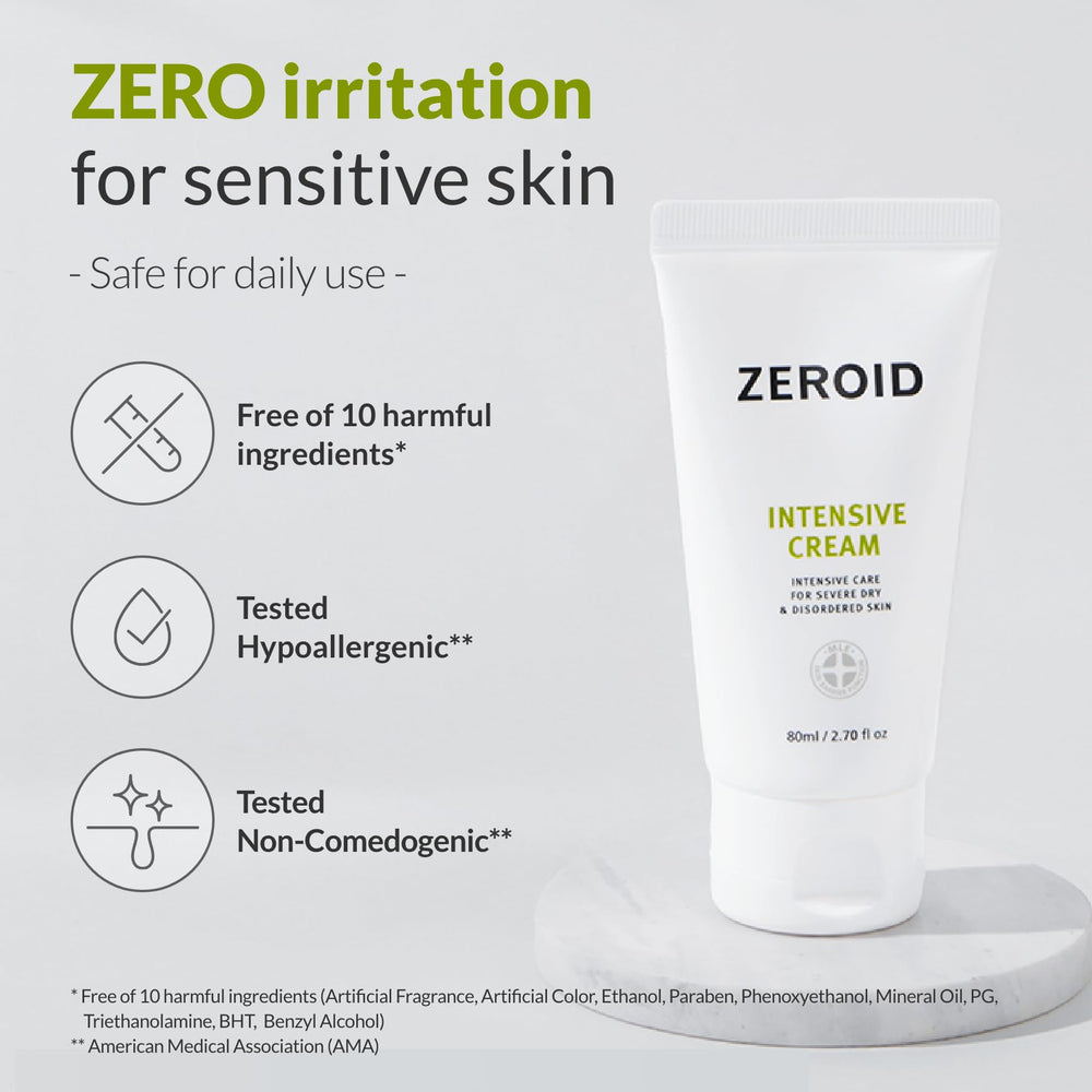 ZEROID dermatologist-tested label emphasizes gentleness