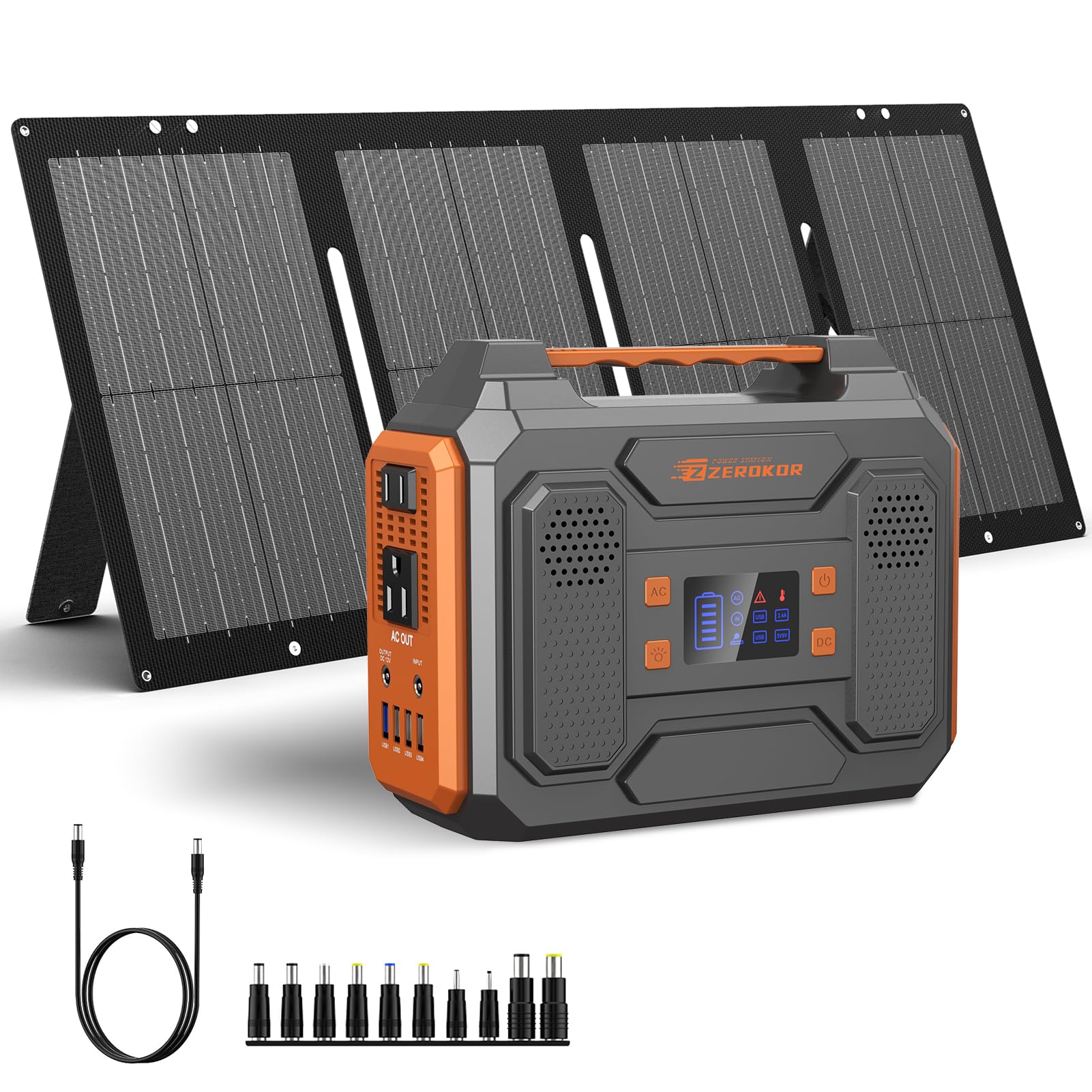 ZeroKor 300W portable power station front view for off-grid camping.
