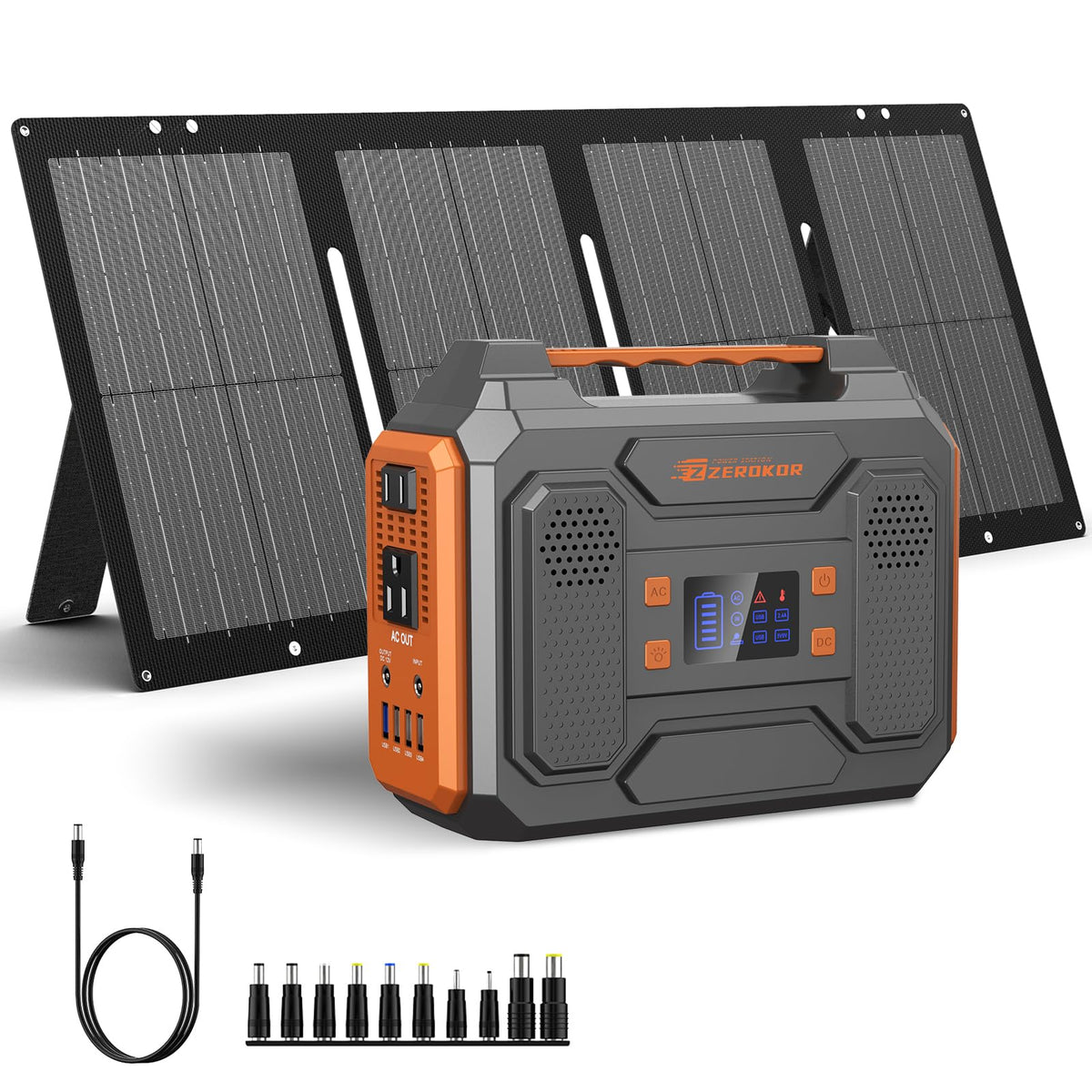 ZeroKor 300W portable power station front view for off-grid camping.