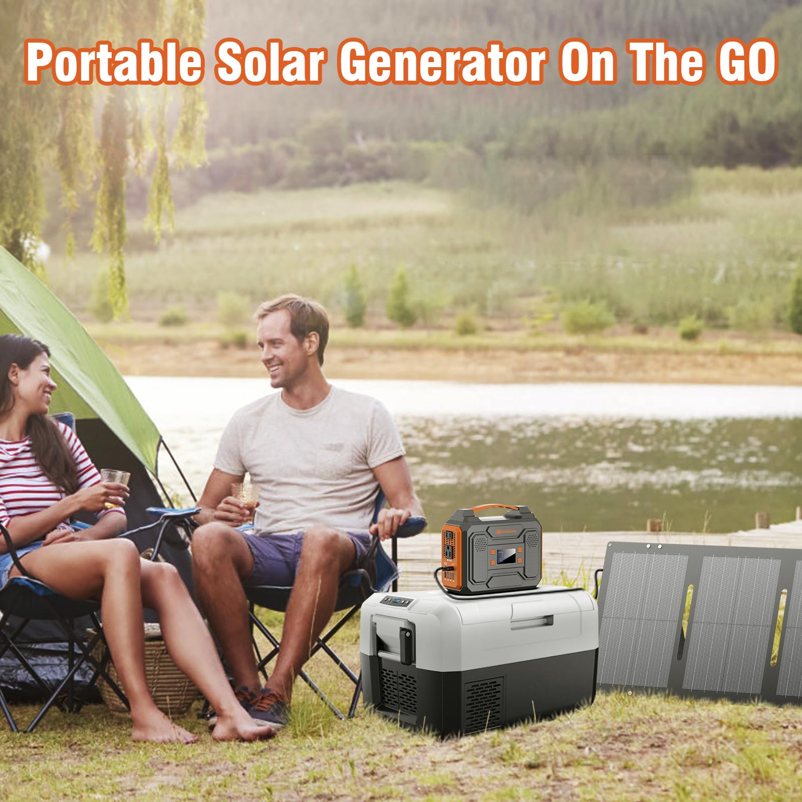 ZeroKor 60W solar panel extended setup powering the unit efficiently.