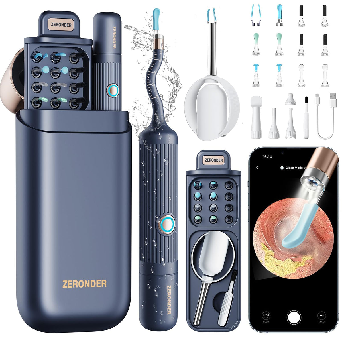 ZERONDER i35R with flexible tube visual lens for clear ear canal viewing