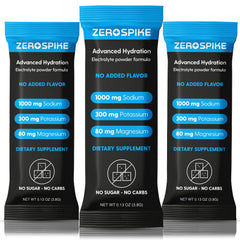 Zerospike No Sugar Electrolytes packet closeup highlighting sugar-free hydration for keto