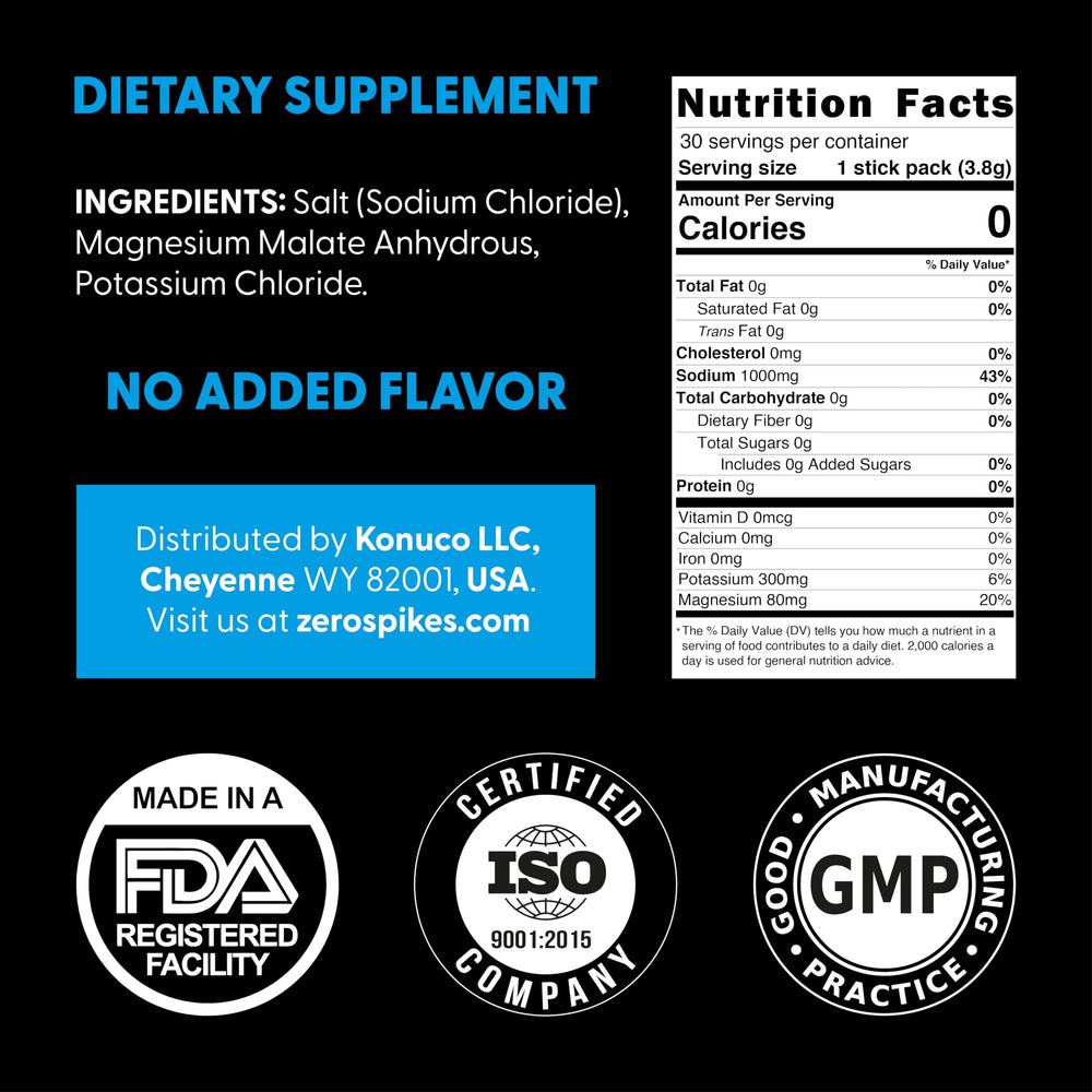 Zerospike No Sugar Electrolytes sticks ready to mix for energy