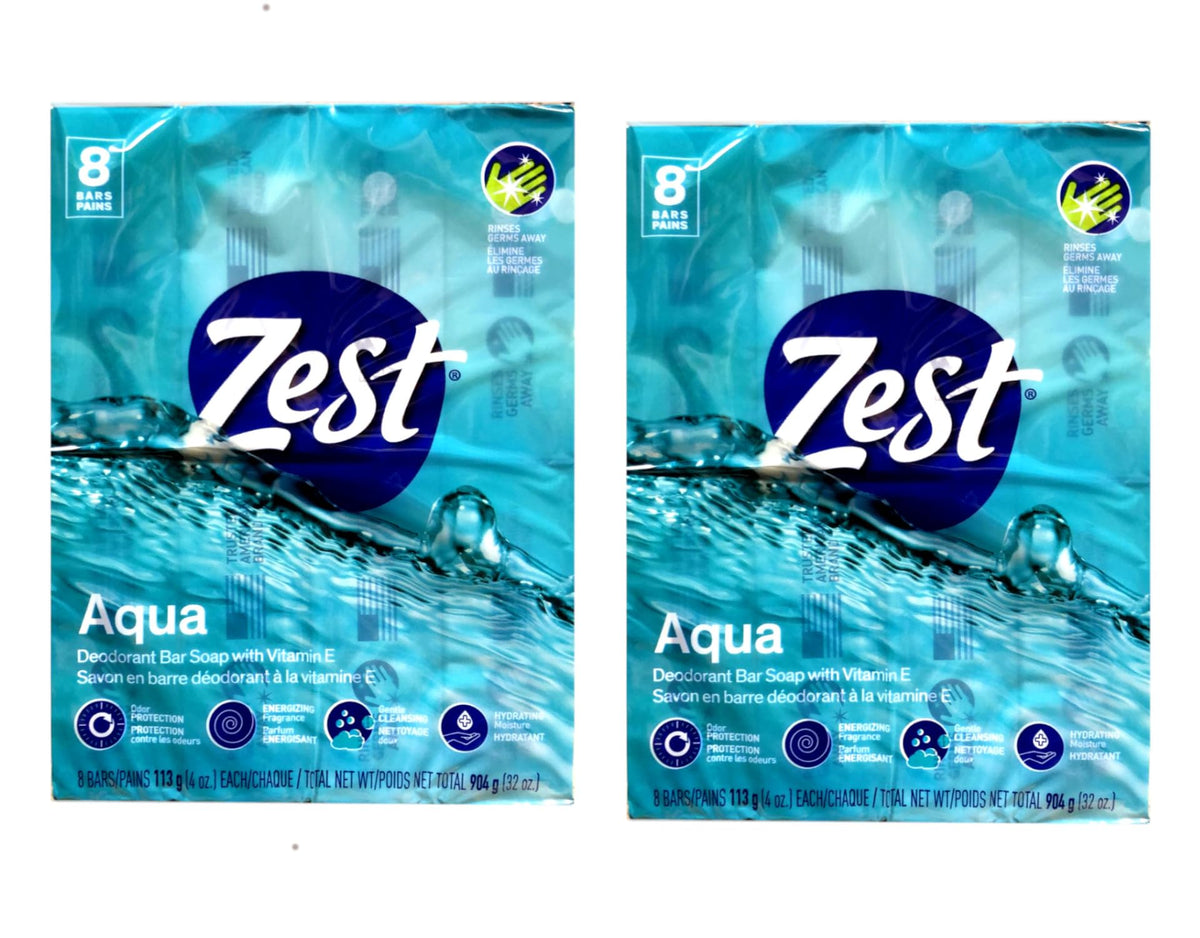 Zest Aqua Bar Soap packaging with bars for daily cleansing