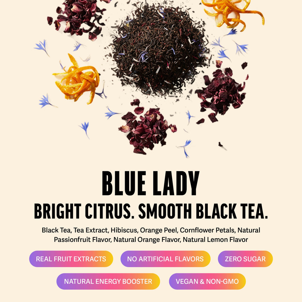 ZEST Blue Lady iced tea served for refreshing energy.