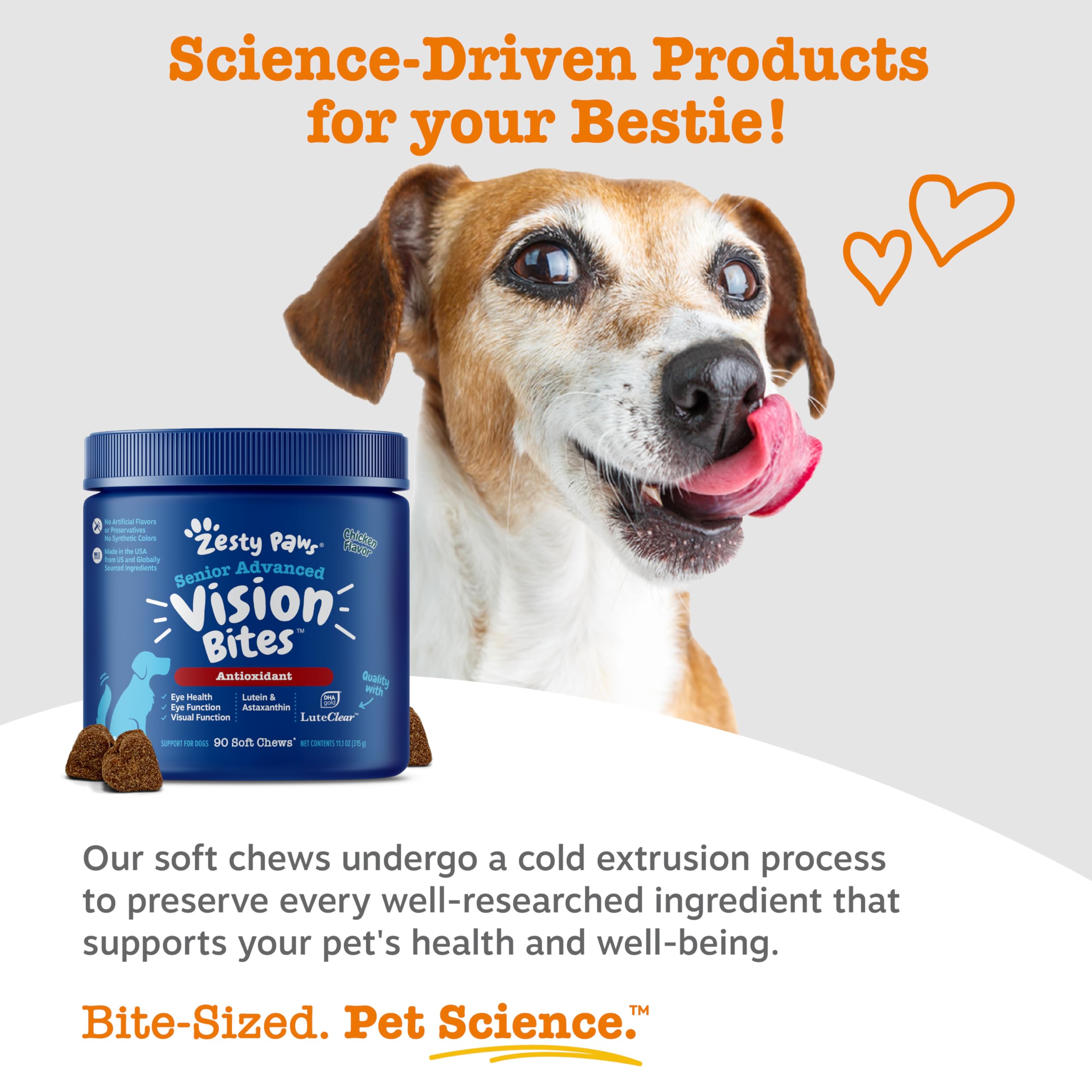 Zesty Paws Astaxanthin AstaZine aids ocular health and immune function.