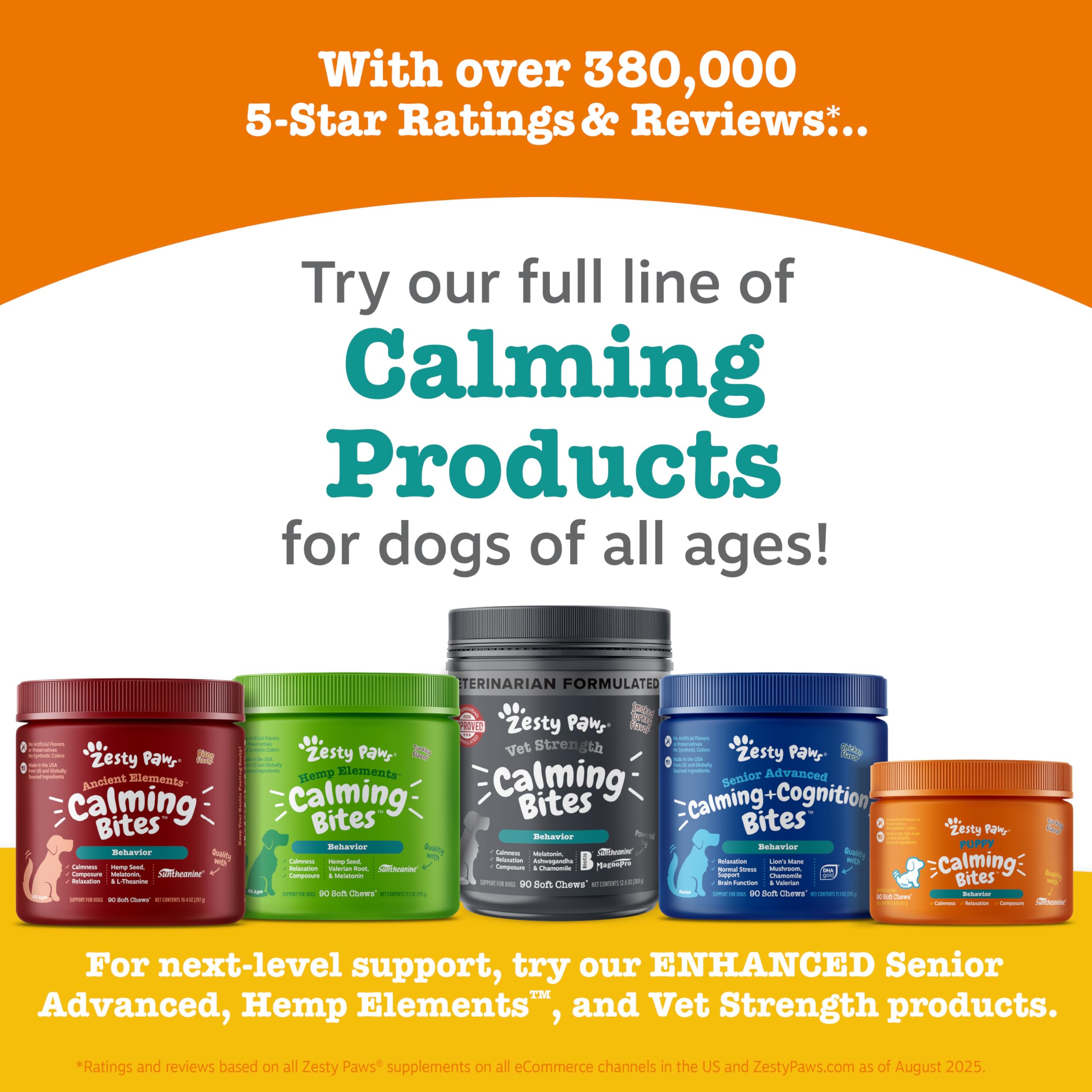 Zesty Paws Calming Chews peanut butter flavor appealing to dogs while promoting calm.
