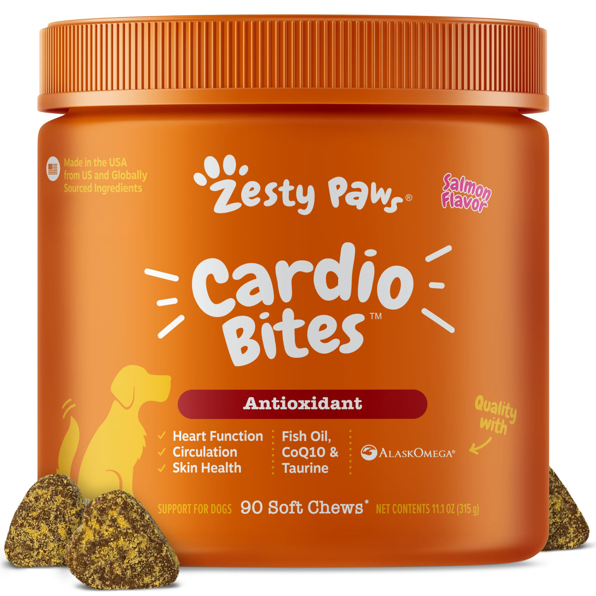Zesty Paws Cardio Bites dog chews supporting heart health and daily energy