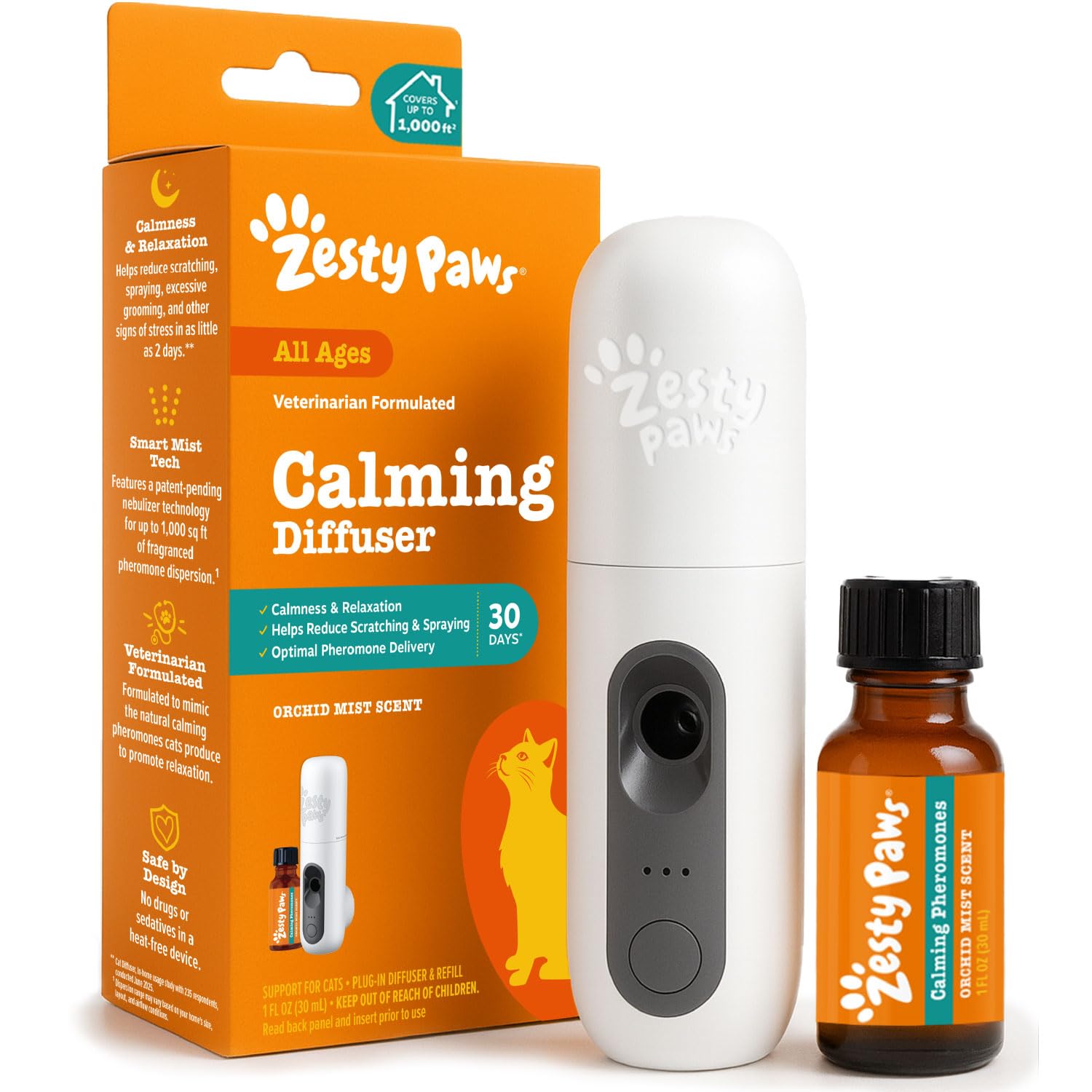 Zesty Paws cat diffuser plug-in starter kit in use for a calmer home