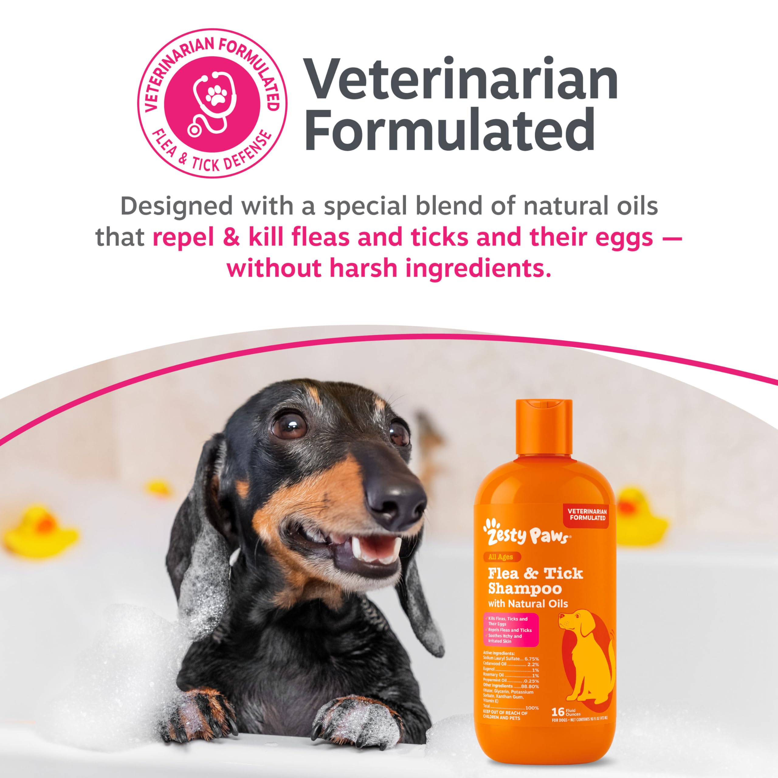 Packaging box highlights vet-formulated flea shampoo.