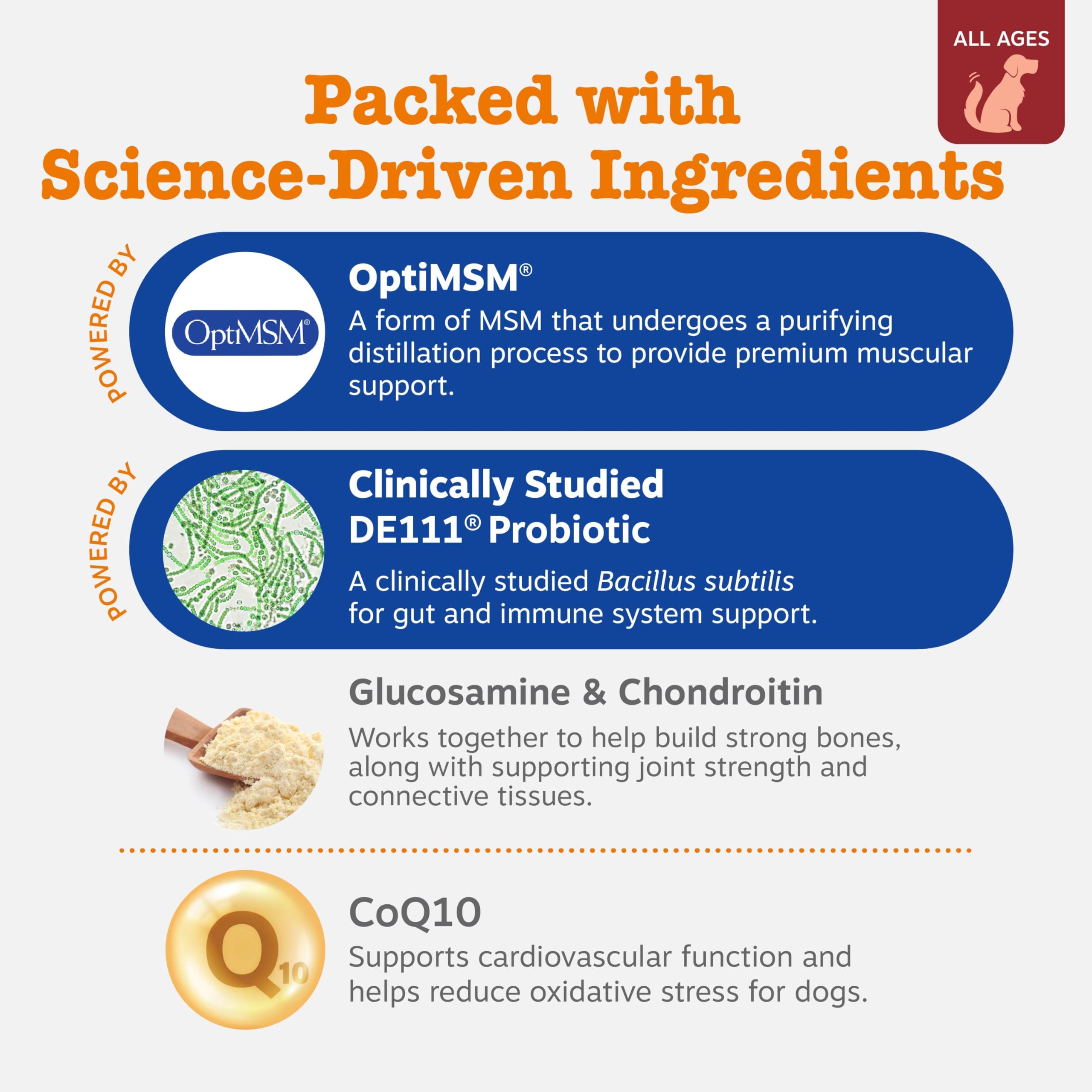 Zesty Paws dog multivitamin chews closeup reveals tasty texture and senior nutrition.