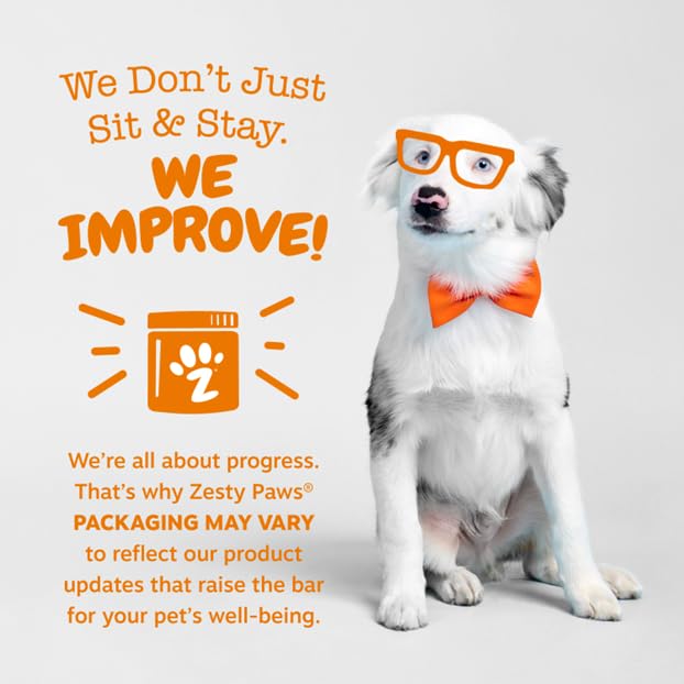 Zesty Paws packaging image with peanut butter flavored dog multivitamin