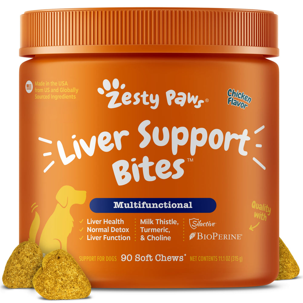 Zesty Paws Liver Support Bites with milk thistle for canine liver health