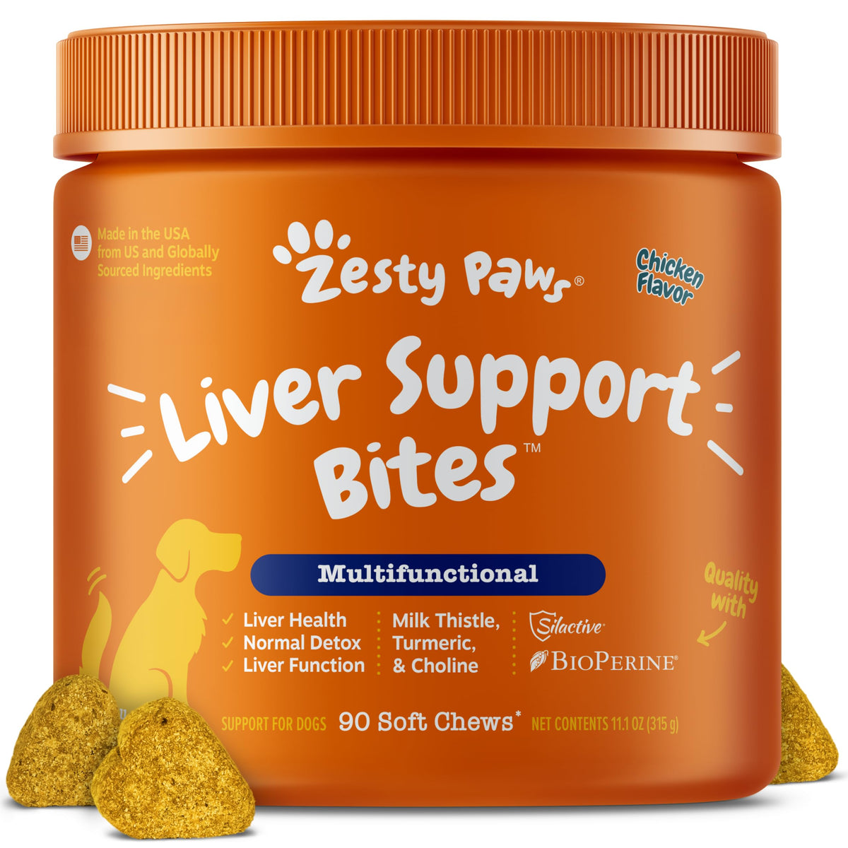 Zesty Paws Liver Support Bites with milk thistle for canine liver health