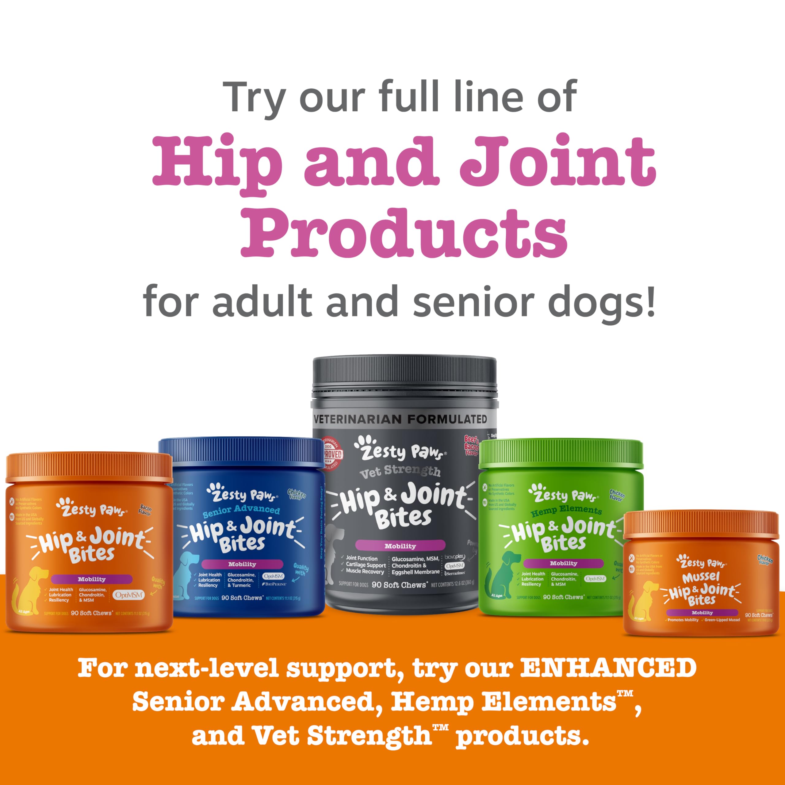Zesty Paws packaged chews ready for daily supplementation.