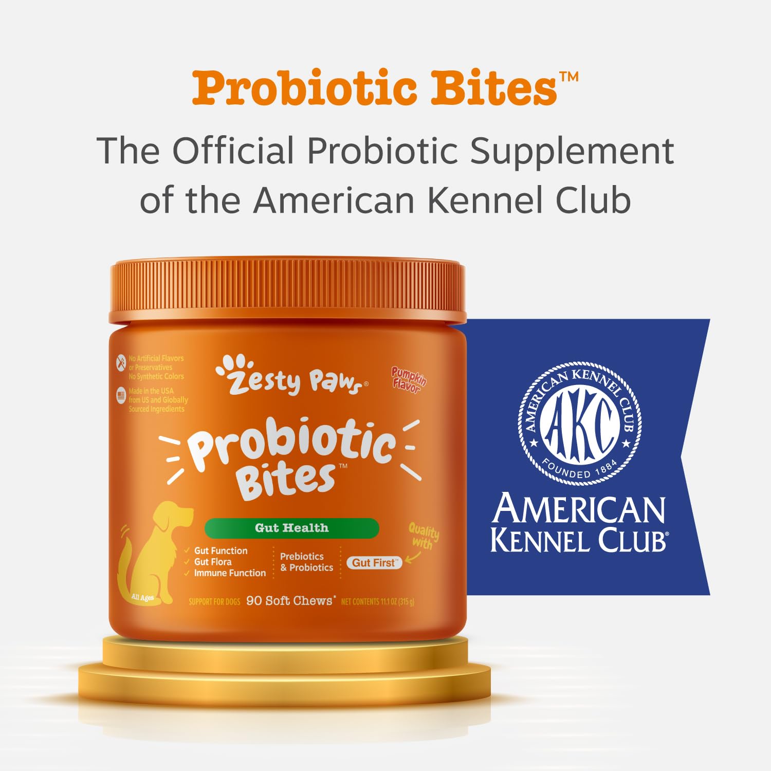 Zesty Paws immune support chews promote balanced digestion and vitality.
