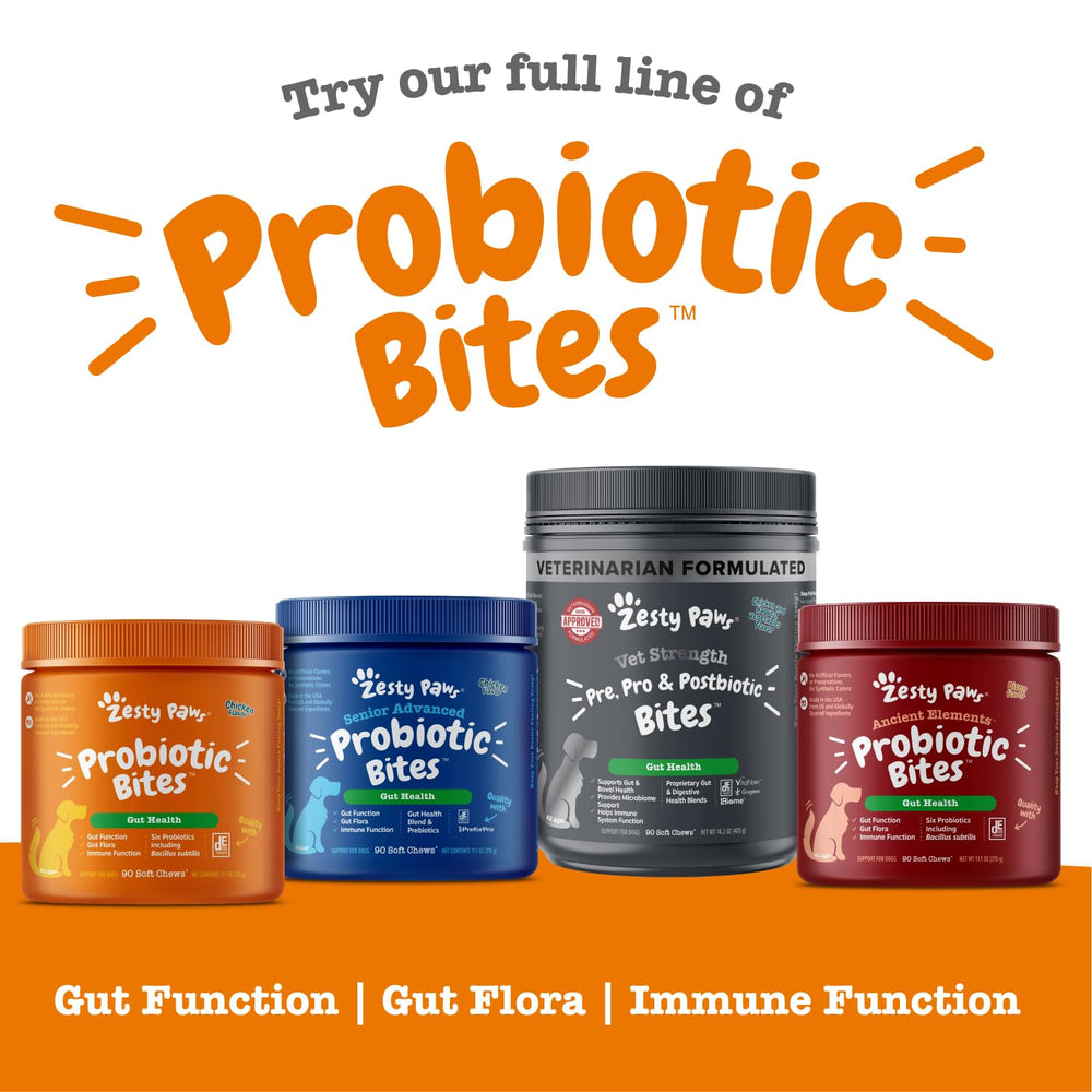 Happy dog with messaging about immune support and wellness.