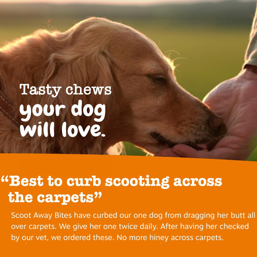 Front packaging view of Scoot Away soft chews