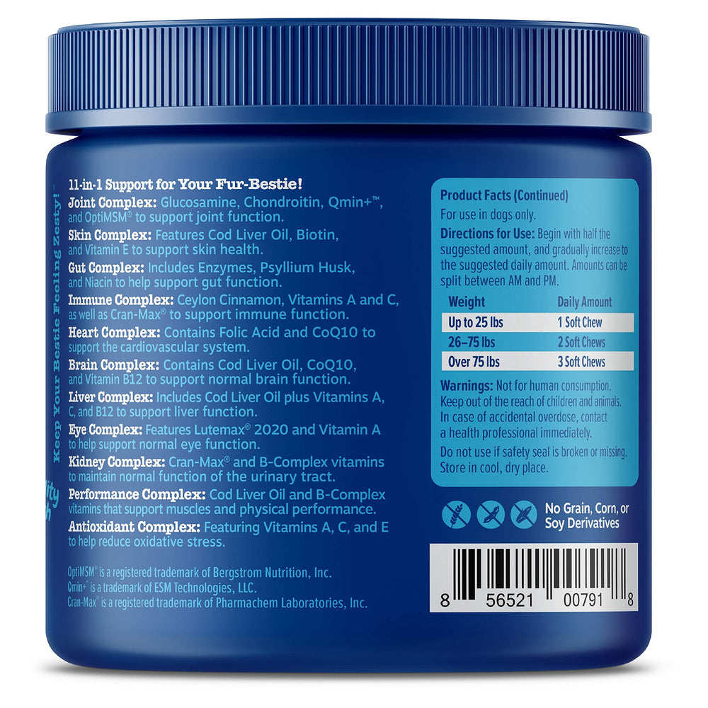 Cod Liver Oil and Vitamin E in Zesty Paws multivitamin support skin and coat health