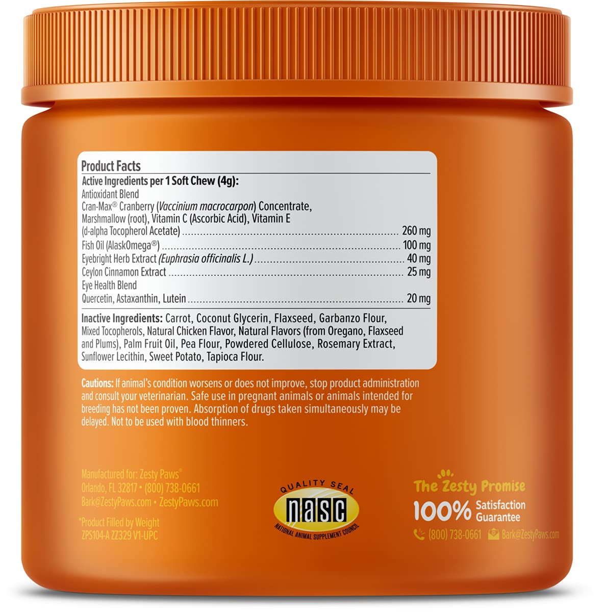 Bottle beside a paw print emphasizing eye moisture and immune support benefits
