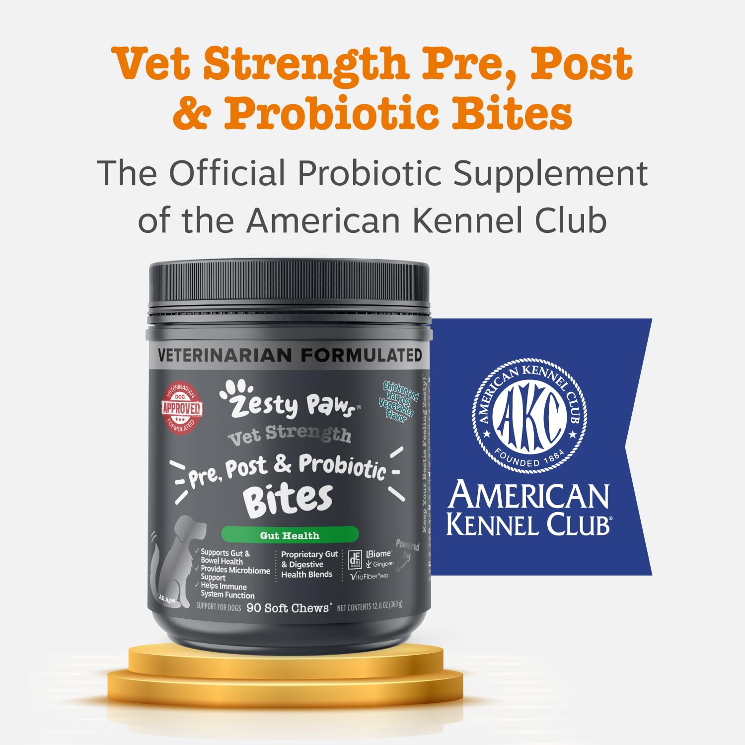 Zesty Paws Vet Strength Probiotics immune support visual concept