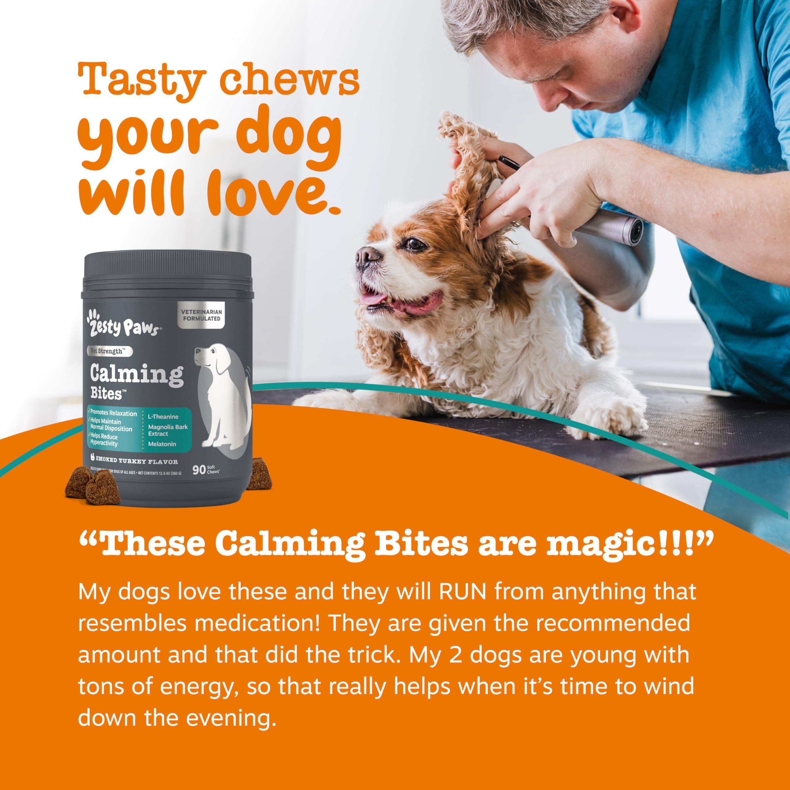 Soft-chew texture of Zesty Paws Vet Strength shown up close.