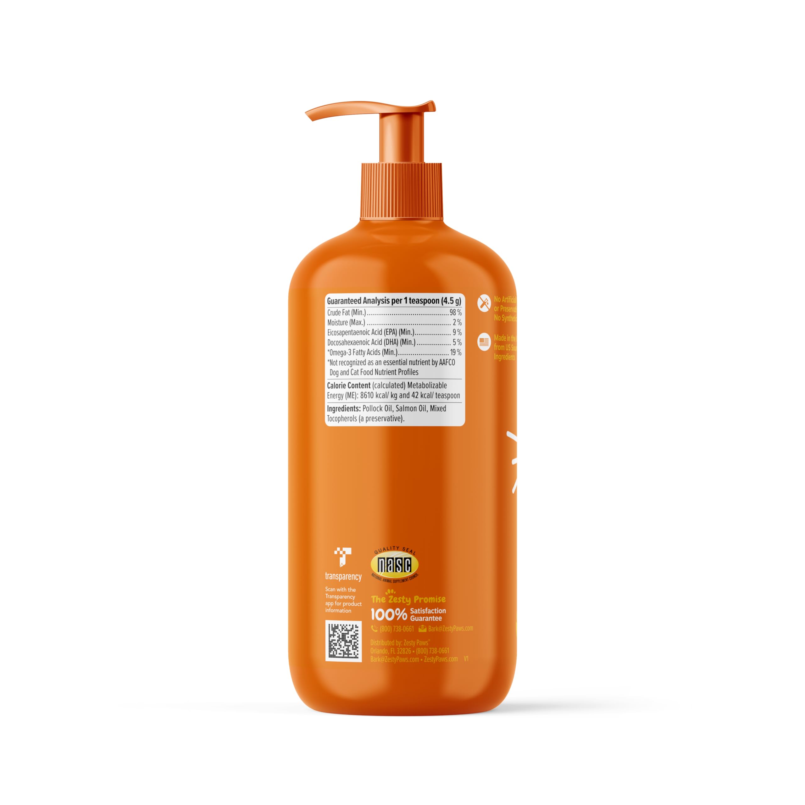 Zesty Paws ingredient badge signals natural fish oil source.