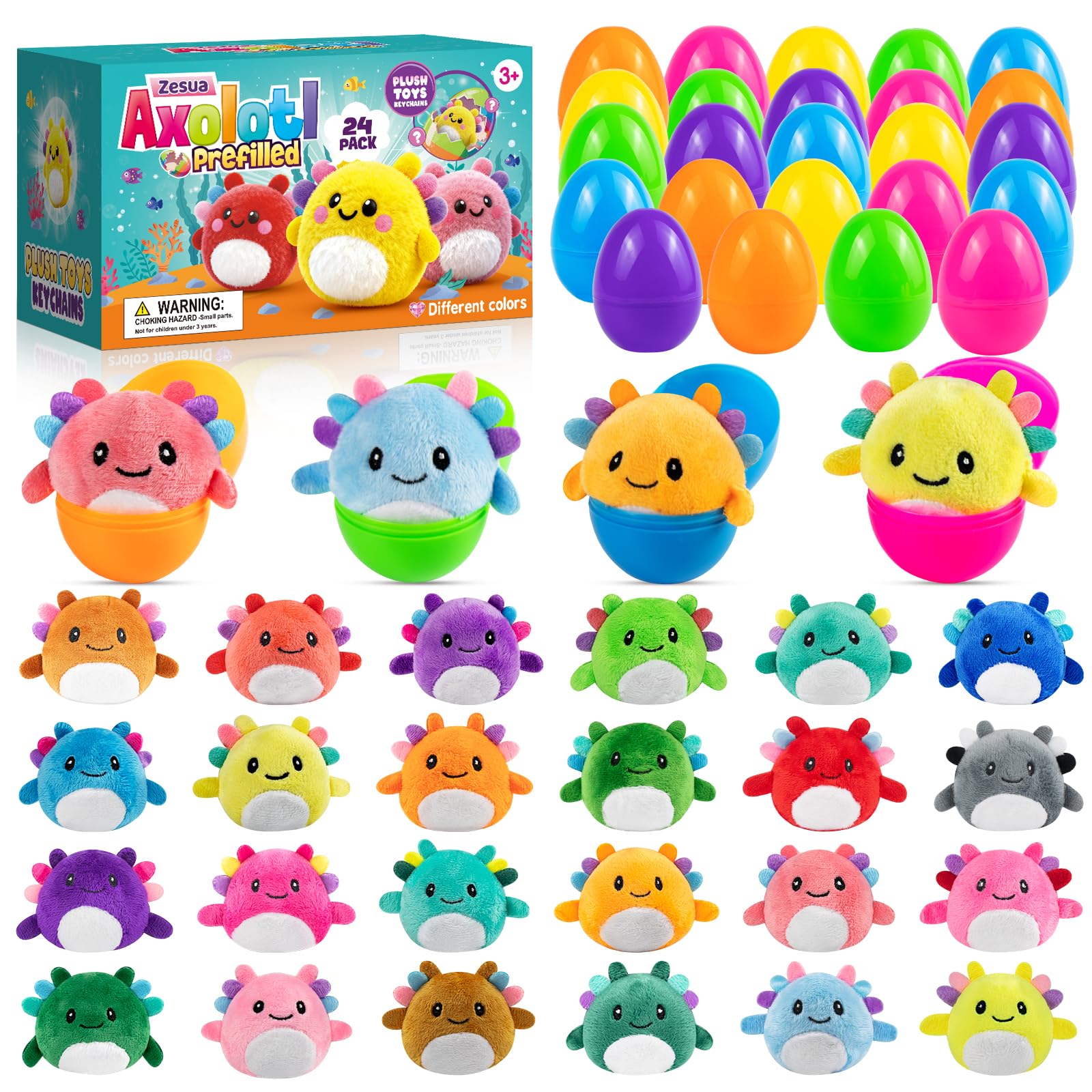 Zesua axolotl plush mini-figure ideal for Easter baskets.