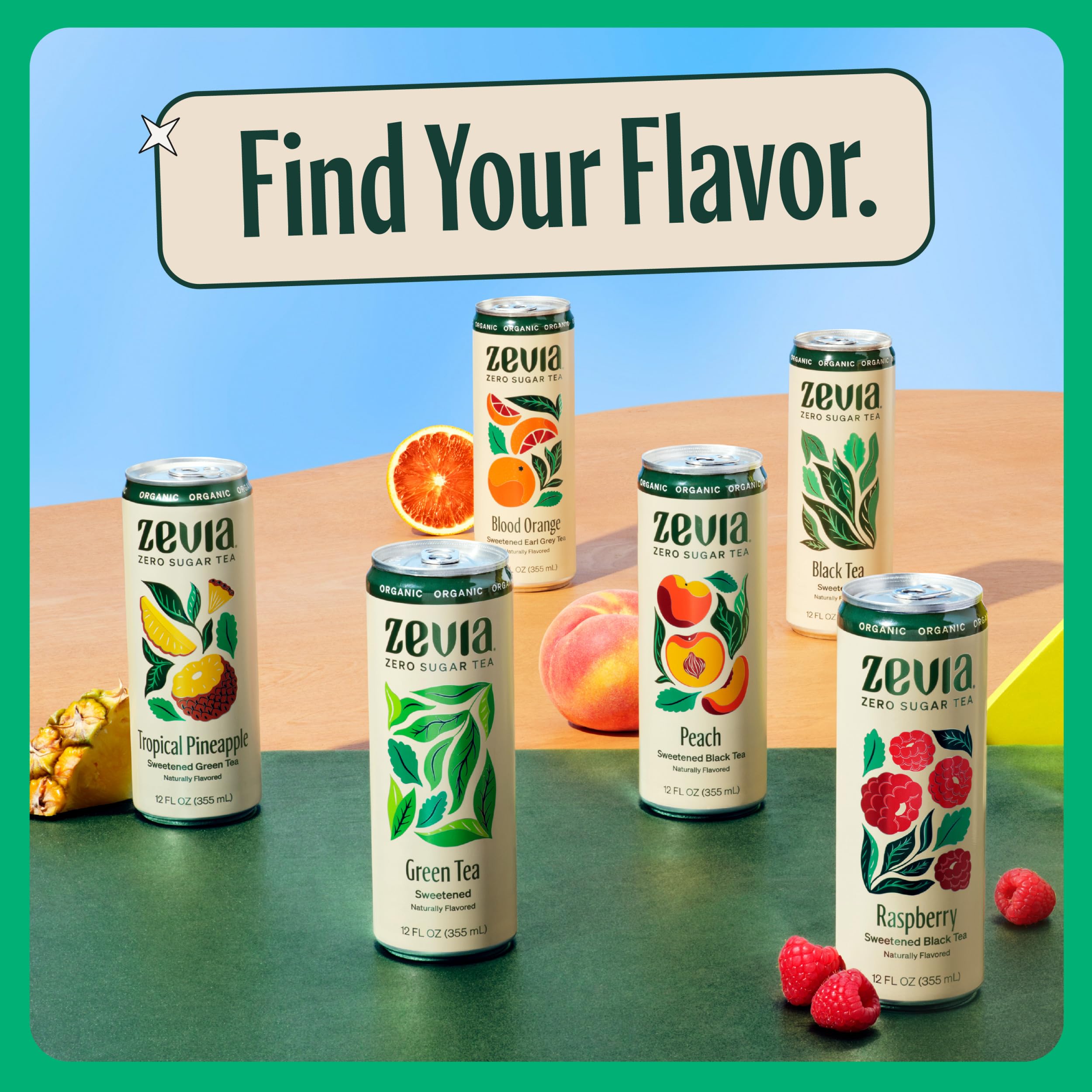 Zevia Black Tea Peach on a sunny porch for a refreshing break