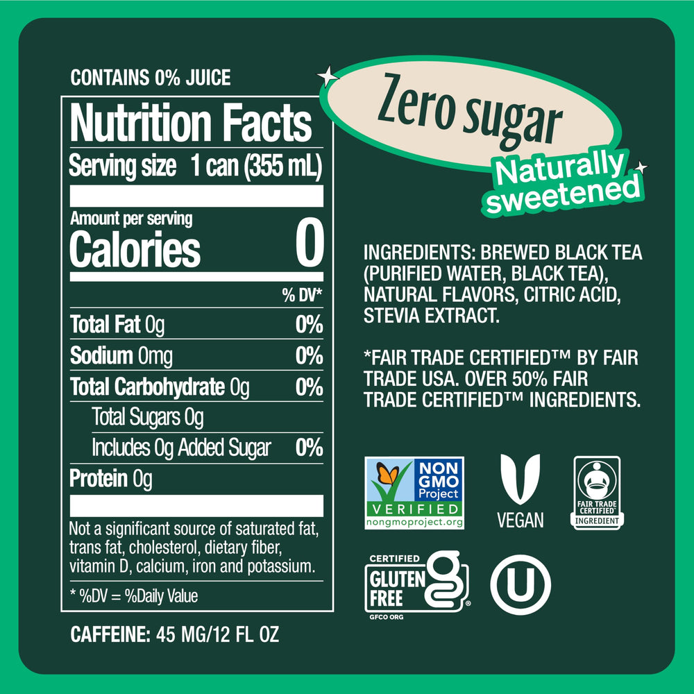 Zevia Black Tea Peach being poured into a glass, naturally sweetened