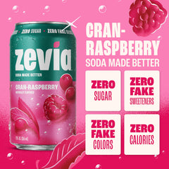 Zevia Cran-Raspberry soda glass being poured for serving