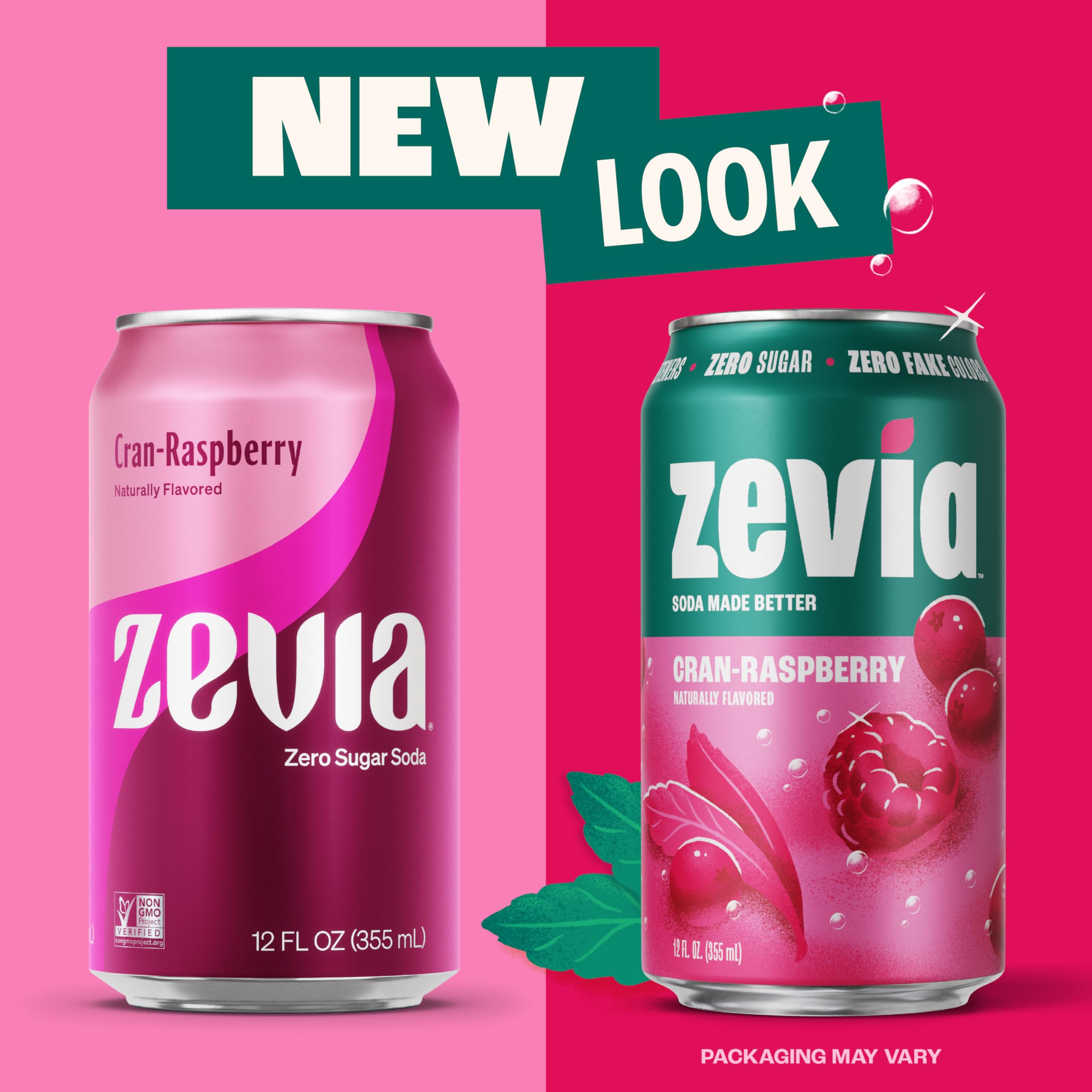 Bubbly Zevia Cran-Raspberry in a glass with ice and lemon slice