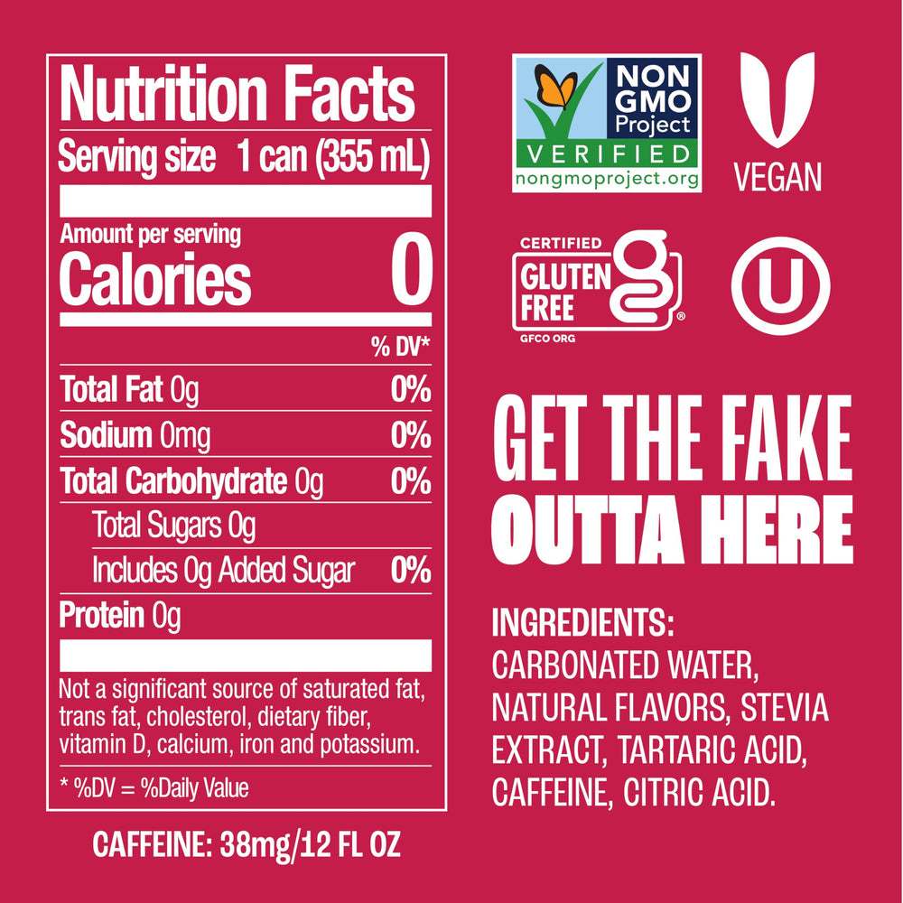 Zevia Dr Zevia can side view showing label and zero calories promise.