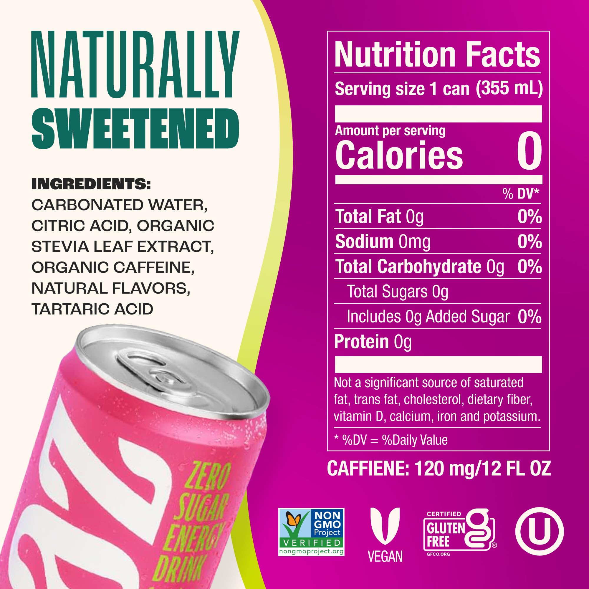 Zevia Energy Peach Passionfruit can for a bright, on-the-go pick-me-up.