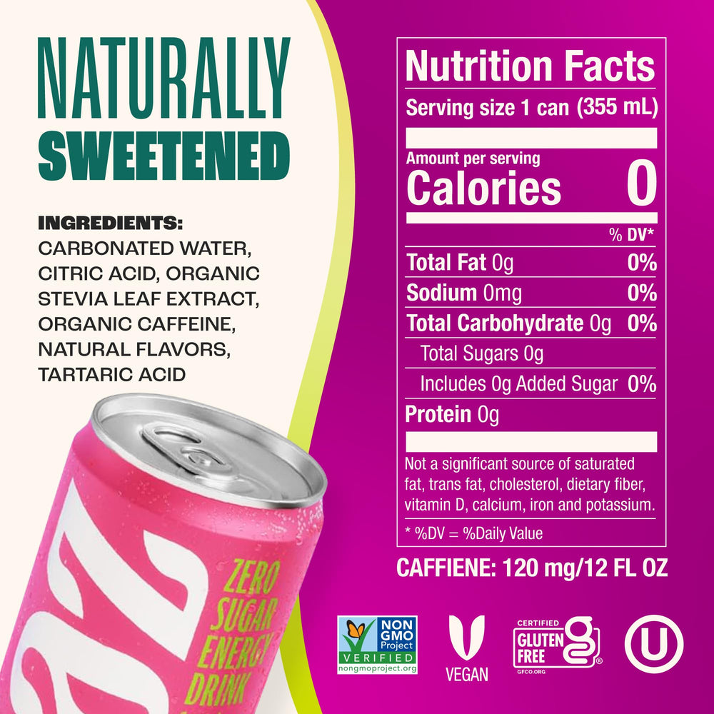 Zevia Energy Peach Passionfruit can for a bright, on-the-go pick-me-up.